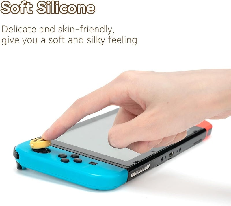 GEEKSHARE Cute Silicone Joy Con Thumb Grip Caps, Joystick Cover Compatible with Switch/OLED/Switch Lite,4PCS - Sunflower & Bee - Image 4